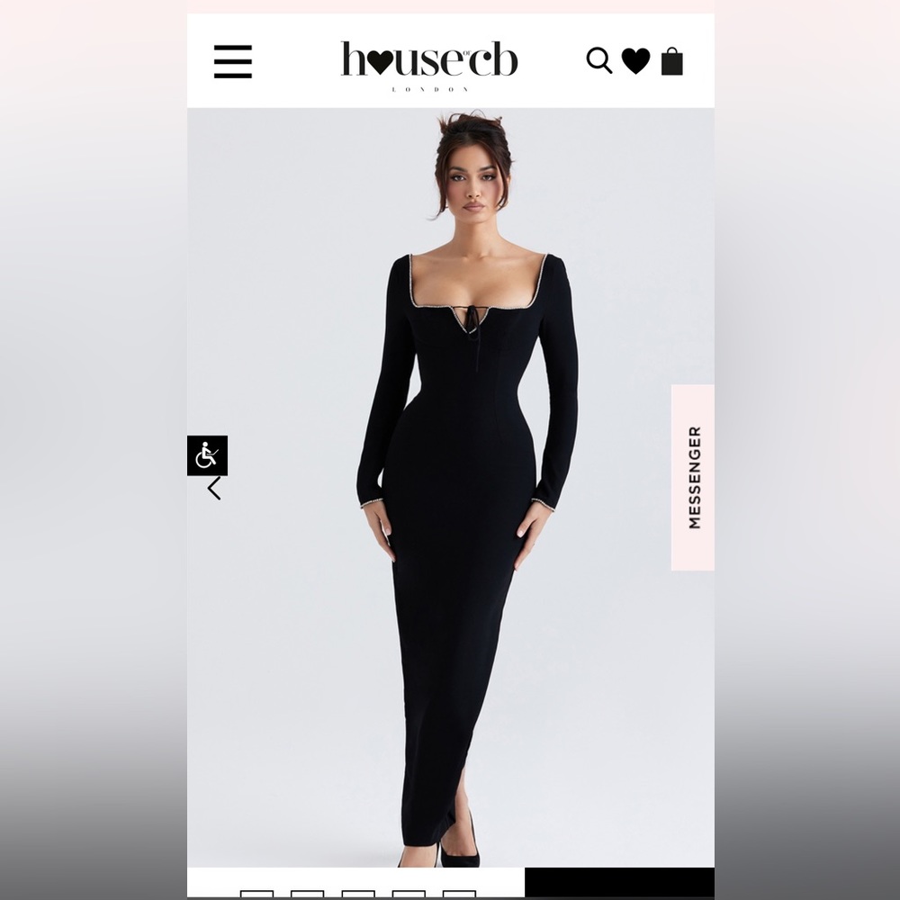 House of CB - Rosa BLACK CRYSTAL EMBELLISHED MAXI DRESS